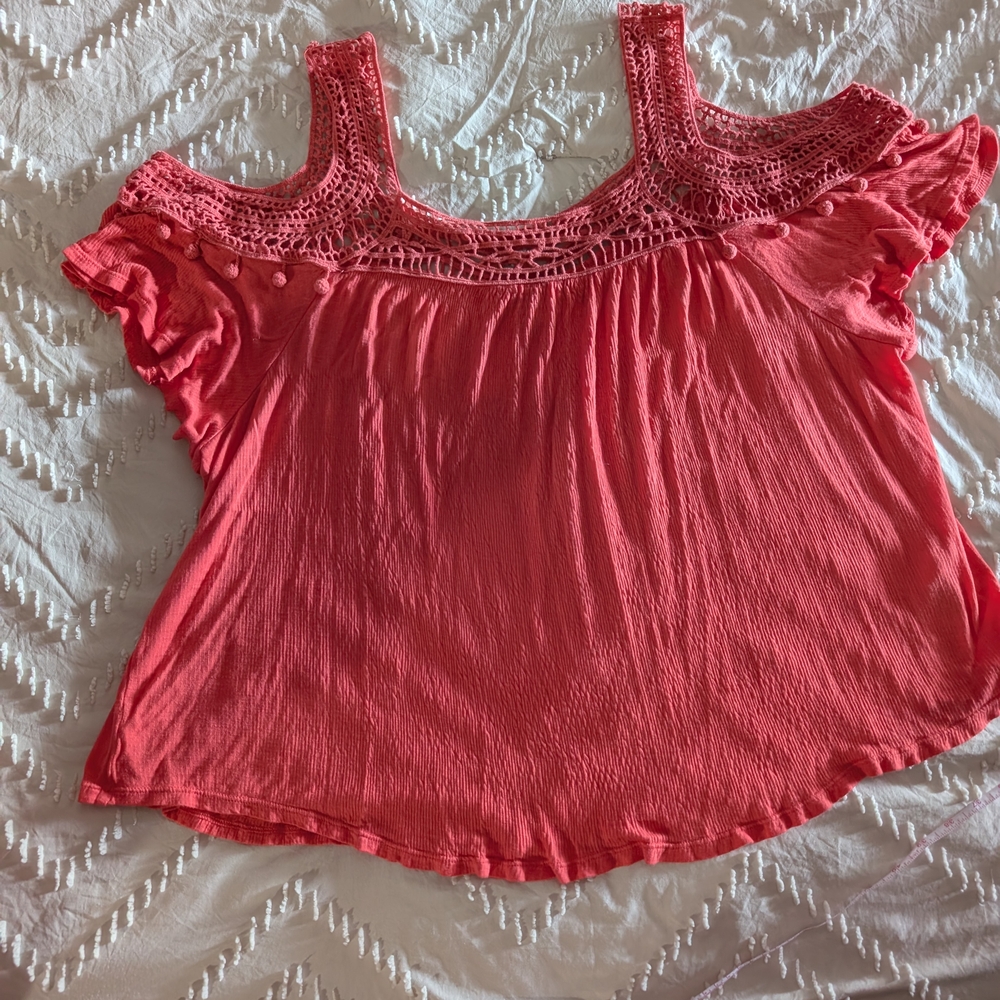 Vintage America Pink Ruffled Blouse